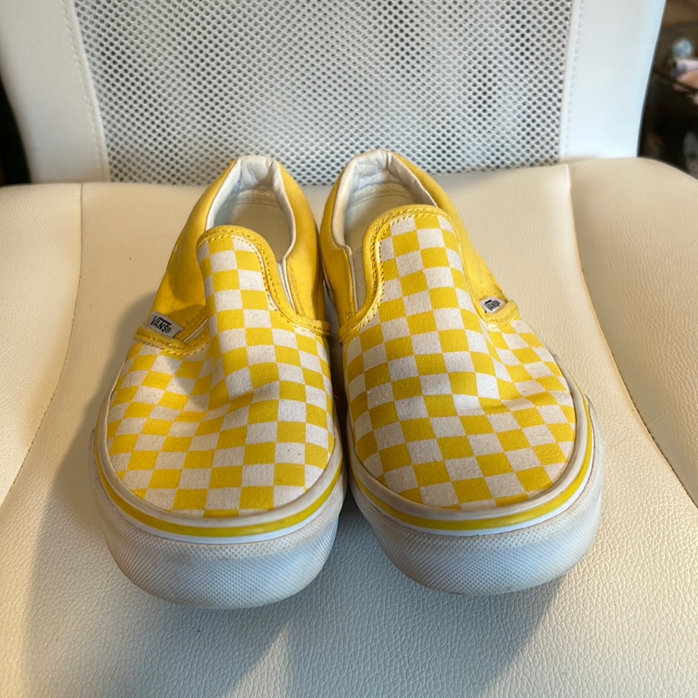 Kids yellow checkered vans